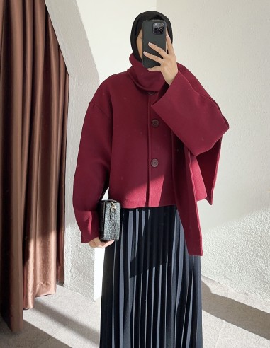 D30046 atkılı kaban - bordo