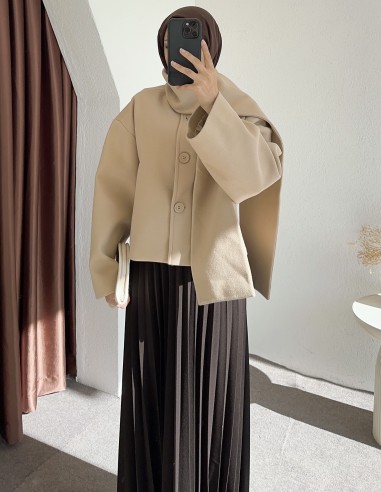 D30046 atkılı kaban - Bej