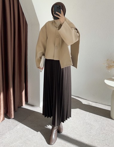 D30046 atkılı kaban - Bej