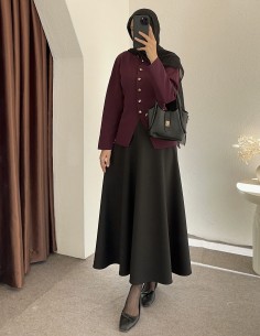 3164 düğmeli hırka -Bordo 2