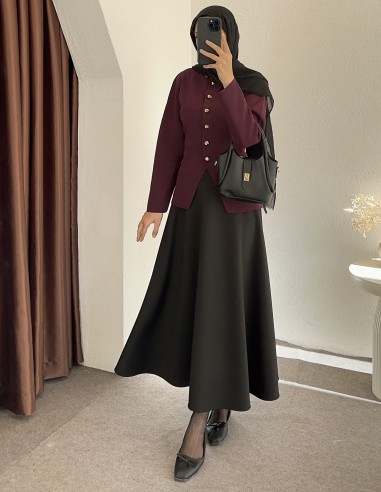 3164 düğmeli hırka -Bordo