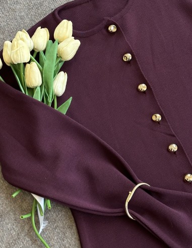 3164 düğmeli hırka -Bordo