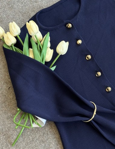 3164 düğmeli hırka - lacivert