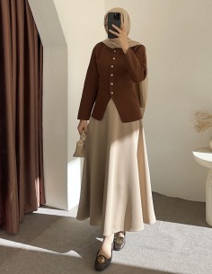 3164 düğmeli hırka - kiremit 2