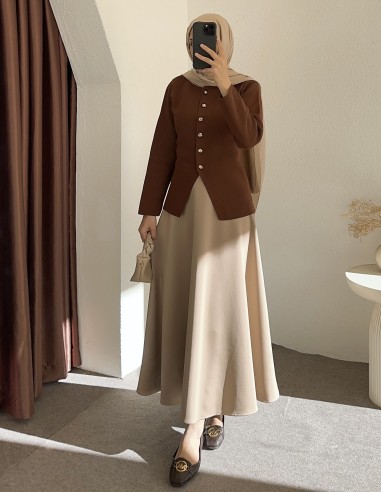 3164 düğmeli hırka - kiremit