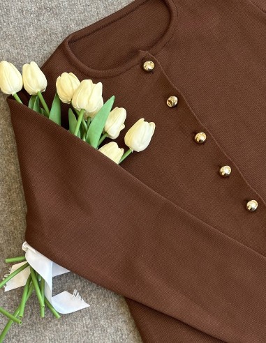 3164 düğmeli hırka - kiremit