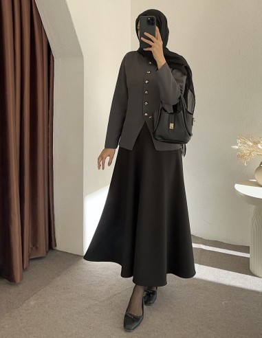 3164 düğmeli hırka - antrasit