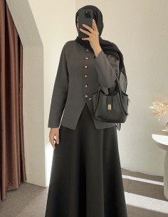 3164 düğmeli hırka - antrasit