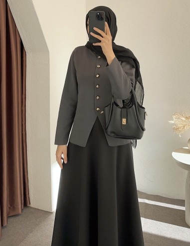 3164 düğmeli hırka - antrasit