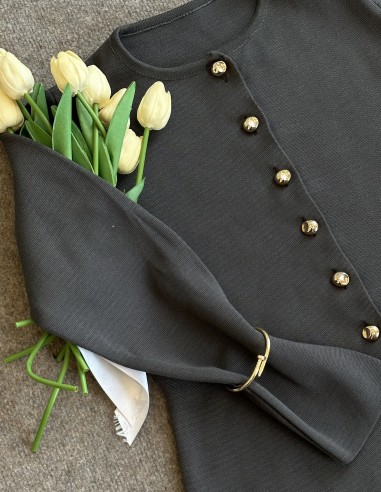 3164 düğmeli hırka - antrasit