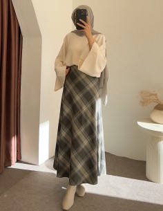 7192 kalem ekose etek Gri