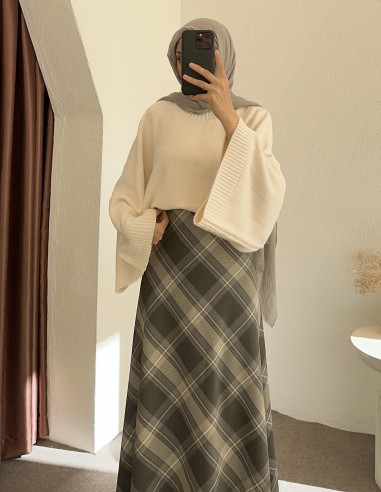 7192 kalem ekose etek Gri