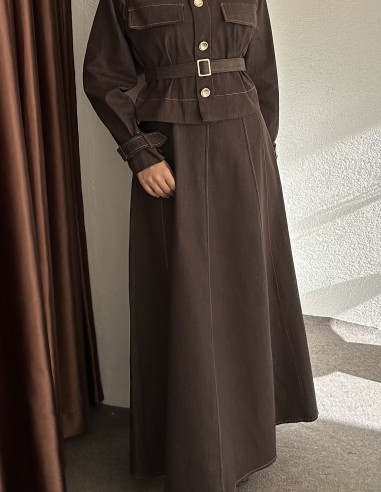 8122 kot elbise - Kahverengi