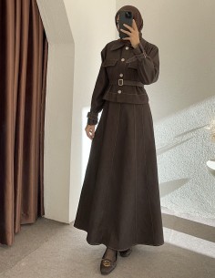 8122 kot elbise - Kahverengi