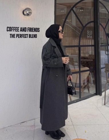 2336 kaşe kaban - gri