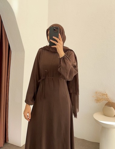 6131 tencel kumaş elbise - kahverengi