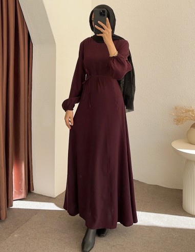6131 tencel kumaş elbise - bordo