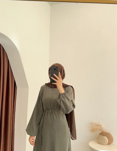 6131 tencel kumaş elbise - Yeşil