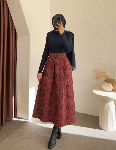 E-367 desenli etek - Bordo