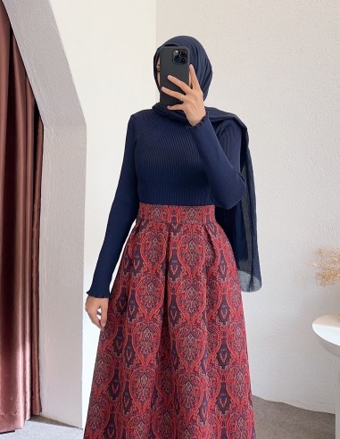 E-367 desenli etek - Bordo