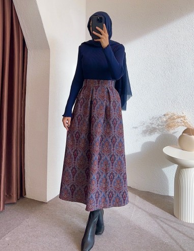 E-367 desenli etek - Mürdüm