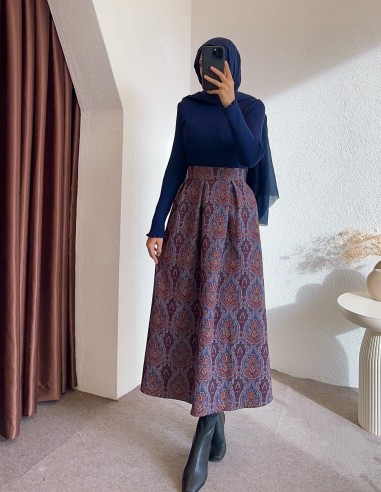 E-367 desenli etek - Mürdüm