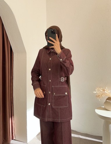 2946 pantolonlu kot takım - bordo