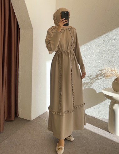 1578 fırfır detay elbise - bej