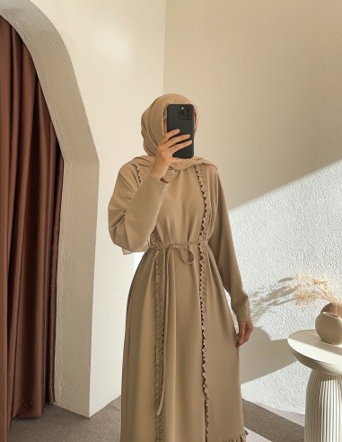 1578 fırfır detay elbise - bej