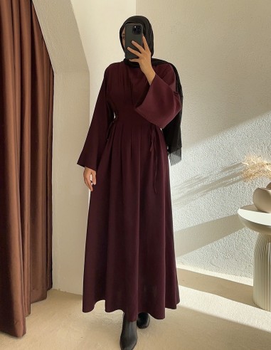 6114 yanları sıkmalı elbise - Bordo