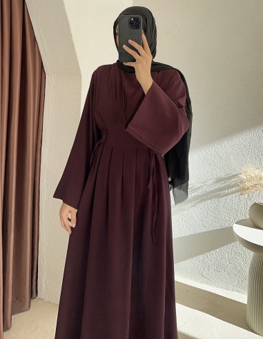 6114 yanları sıkmalı elbise - Bordo