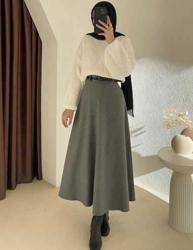 E371 kemerli etek - gri