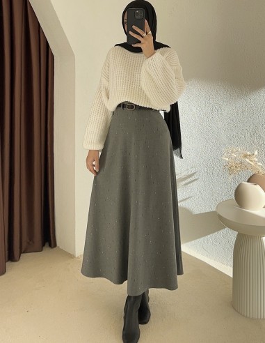 E371 kemerli etek - gri