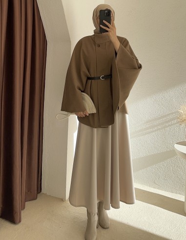 50725 hakim yaka kemerli panço - camel