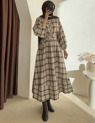 26502 ekose elbise - taş