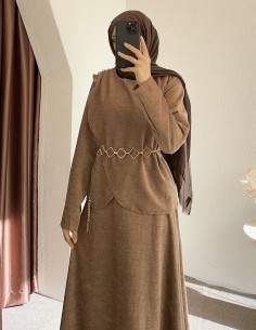 7056 kadife takım - camel 2