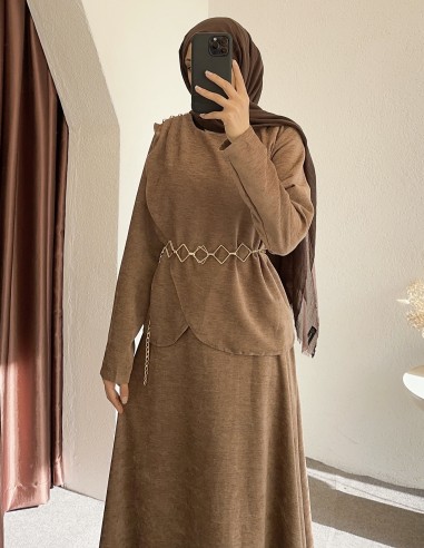 7056 kadife takım - camel