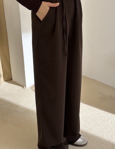 3709 palazzo pantolon - Kahverengi