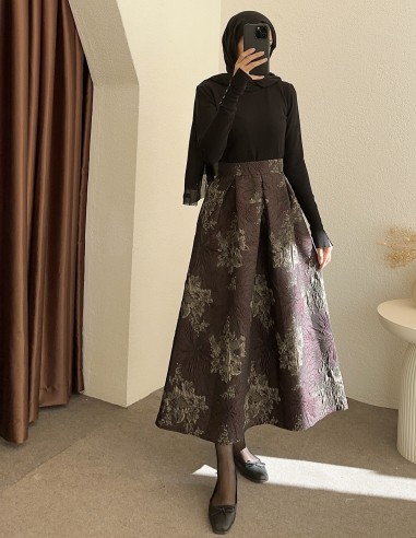 1038 kabarık etek - mor