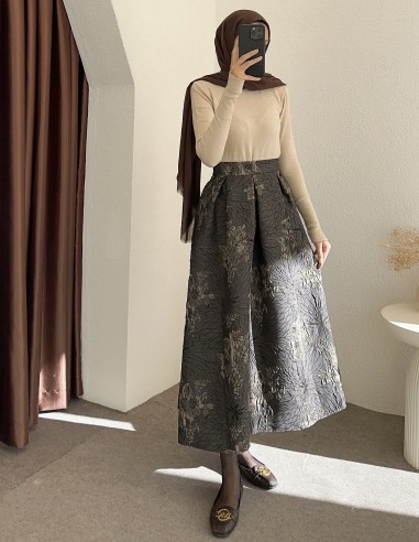 1038 kabarık etek - gri