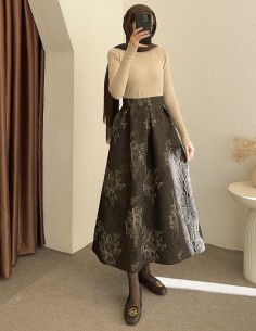 1038 kabarık etek -kahverengi