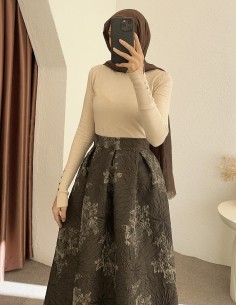 1038 kabarık etek -kahverengi 2