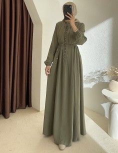 5276 düğmeli elbise - yeşil