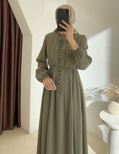 5276 düğmeli elbise - yeşil 2