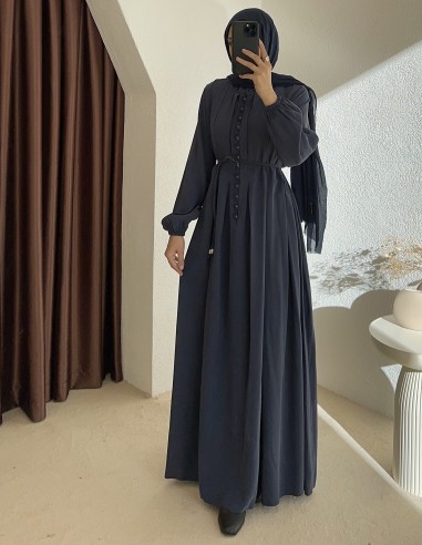 5276 düğmeli elbise - Lacivert