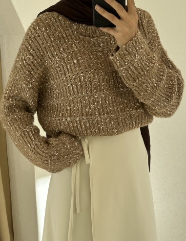 A1004 ponponlu kazak - Bej