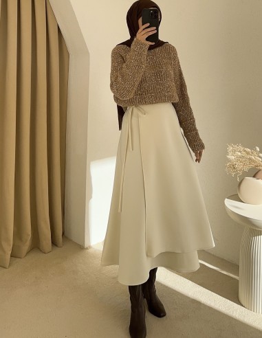 A1004 ponponlu kazak - Bej