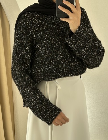 A1004 ponponlu kazak - siyah