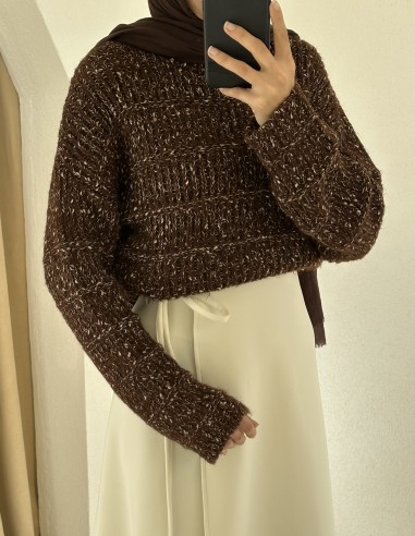 A1004 ponponlu kazak -kahverengi