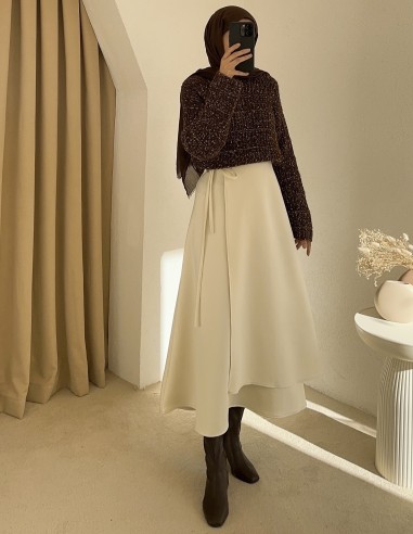 A1004 ponponlu kazak -kahverengi